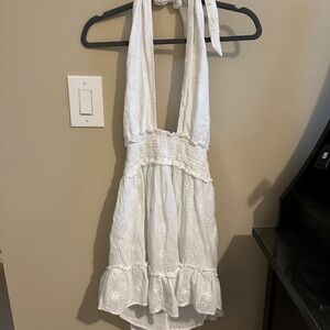 White Halter Neck Dress